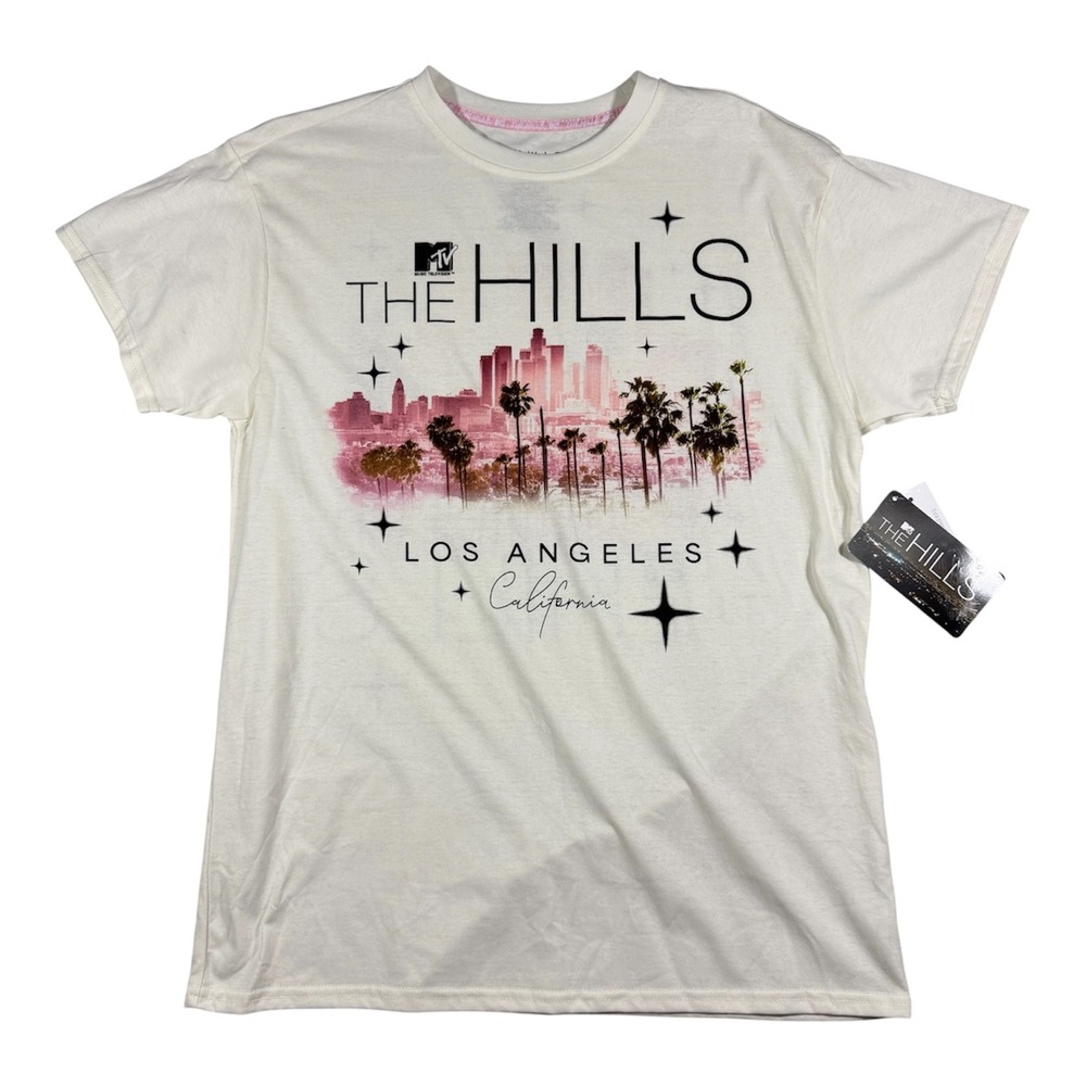 MTV The Hills T-Shirt Unisex XXS Egret Mineral Wash Los Angeles Graphic Tee